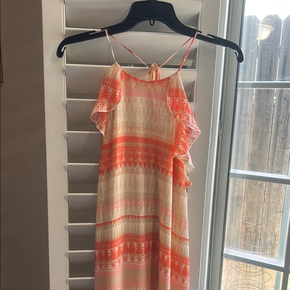 Elegant Coral and Cream Summer Dress